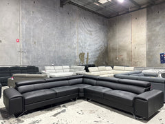 Buy a Black 5 seater Genuine Leather Corner Sofa 